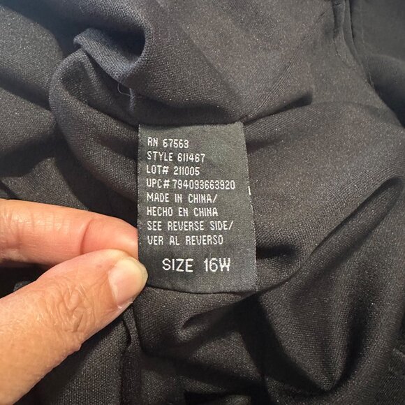 SLNY Dress Size 16W Black Mock Neck White Floral Embroidery Long Sleeve Formal - Picture 5 of 12